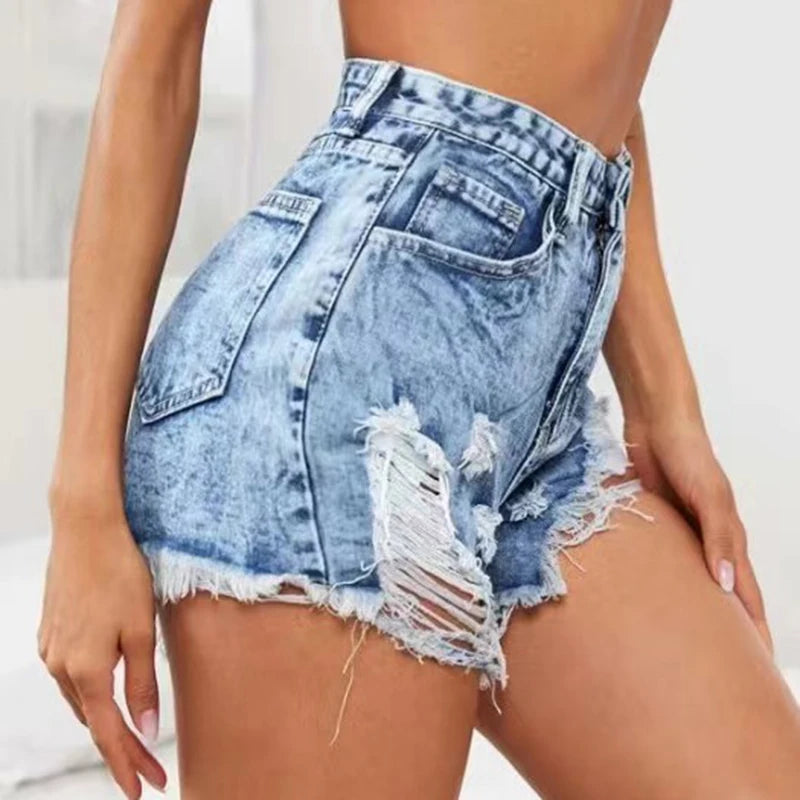 Slim Denim Shorts For Women's Summer Outerwear High-waisted Sports And Casual Ripped Trousers For Women's Loose Beach Pants  Amaijoin