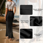 Load image into Gallery viewer, A-line Skirt Women High Waist Skirt Elegant Faux Silk Satin Skirts for Women High Waist Fishtail A-line Styles Solid Colors  Amaijoin
