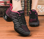 Carregue a imagem no visualizador da Galeria, Breathable Dance Sneakers Woman Man Black Red Air Mesh Split-sole Square Dance Salsa Dancing Shoes Girls Ladies Sports Shoes  Amaijoin
