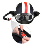 Carregue a imagem no visualizador da Galeria, Half Open Face Motorcycle Helmet with Goggles Visor Scarf Biker Scooter Touring Helmet Detachable Visor Helmet  Amaijoin
