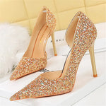 Load image into Gallery viewer, Women 7cm 10.5cm High Heels Elegant Blue Pumps Sexy Sequins Bling Mid Heels Lady Scarpins Luxury Stiletto Sparkly Party Shoes  Amaijoin
