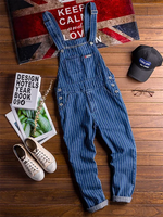 Load image into Gallery viewer, 2023 Summer New Mens Bib Overalls Streetwear Denim Jumpsuits Moto Biker Jeans Trousers Male Striped Casual Long Pants Clothing  Amaijoin
