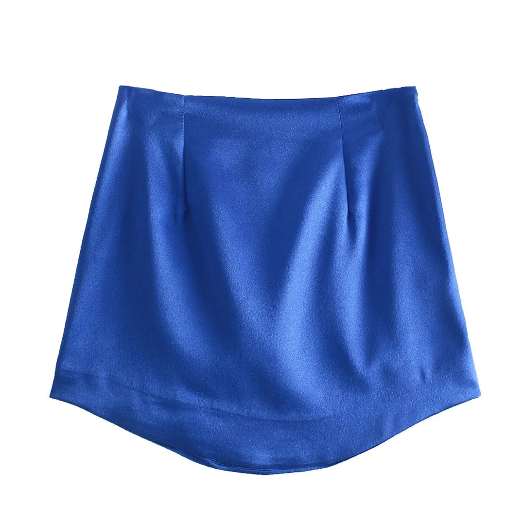 Slim Chic Elegant Women Mini Skirts Green Satin High Street Solid Side Zipper Sexy Bodycon Skirt Faldas Mujer  Amaijoin