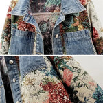 Load image into Gallery viewer, 2024 Spring Autumn New Print Denim Jacket Splicing Long Sleeve Lapel Pocket Denim Tops Women&#39;s Short Jacket Fashion Cowgirl Coat  Amaijoin
