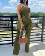 Load image into Gallery viewer, Summer cross-border U-neck sleeveless pocket design casual jumpsuit  Amaijoin
