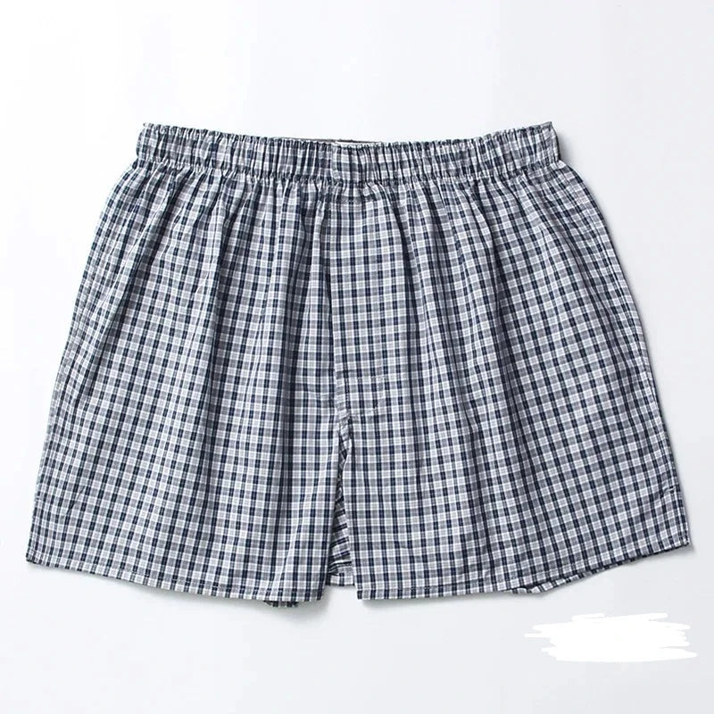 Summer thin Fashion casual plaid sleep bottoms men 100% cotton shorts sleepwear male pajamas Arrow pants S  Amaijoin