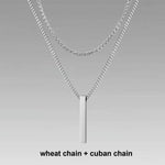 Load image into Gallery viewer, Vnox 3D Vertical Bar Necklaces for Men, Layering Stainless Steel Geometric Pendant, Layered Wheat Rope Cuban Chain, Boy Collar  Amaijoin
