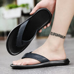 Load image into Gallery viewer, Summer Outdoor Leather Non-slip Men&#39;s Flip Flops Leisure Sandals Men&#39;s Hollow Out Walking Shoes Lightweight Beach Men Slippers  Amaijoin
