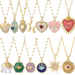 Load image into Gallery viewer, Boho Heart Evil Blue Eye Necklace for Women Collares Cute Sun Butterfly Gold Color Pendant Long Stainless Steel Chains Choker  Amaijoin
