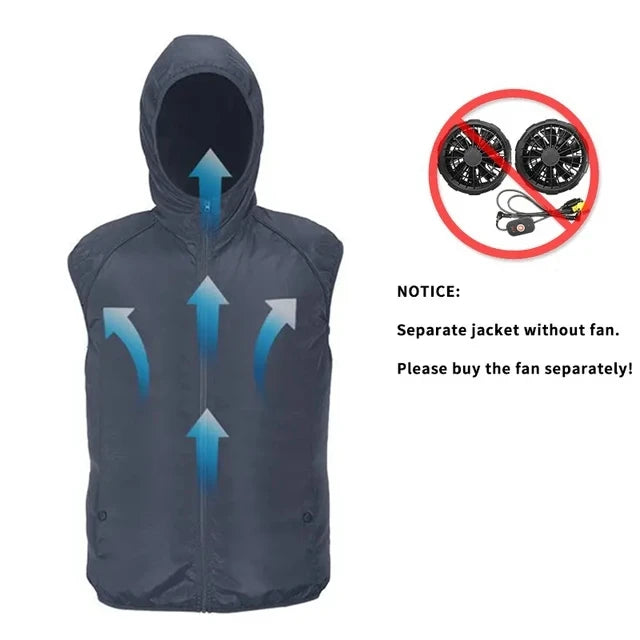 Men Summer Air Conditioning Clothing Fan Cooling Vest 2022 New USB Charging Cooling Sport Man Outdoor Solid Color Coat Plus Size  Amaijoin