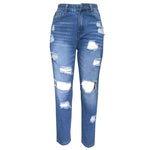 Load image into Gallery viewer, Women&#39;s Nine-point Ripped Jeans With Elastic Waist, Loose Mid-high Waist, Versatile Spring And Summer Thin Style  Amaijoin
