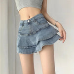 Load image into Gallery viewer, Spicy Girl Style High-waisted Denim Mini Dress Women&#39;s Slimming Bodycon Skirt A- line Semi-circular Design Sensible Niche Fit  Amaijoin
