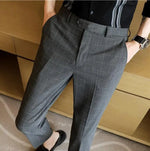 Load image into Gallery viewer, High-quality Belt Design Slim Fit Suit Pants Men Slim Fit Casual Trousers Solid Color Business Dress Pants Wedding Party Costume  Amaijoin
