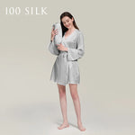 Load image into Gallery viewer, Birdtree 19Momme 100%Pure Mulberry Silk Mini Robe for Women Silky Sleepwear Ladies Elegant Nightgown Natural Pajamas P3D037QM  Amaijoin
