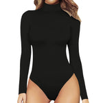 Load image into Gallery viewer, Women Fleece Turtleneck Bodysuit Solid Color Long Sleeve Sheath Rompers Streetwear Outfits Jumpsuit Basic Overalls Top  Amaijoin
