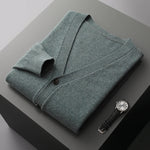 Load image into Gallery viewer, 100% merino wool men&#39;s cardigan cashmere sweater autumn and winter new knitted coat solid color long sleeve high quality coat  Amaijoin
