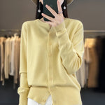 Load image into Gallery viewer, Autumn And Winter New Cashmere Cardigan Women Solid Color Sweater Loose O-Neck Knitted Cashmere Cardigan Sweater Women  Amaijoin
