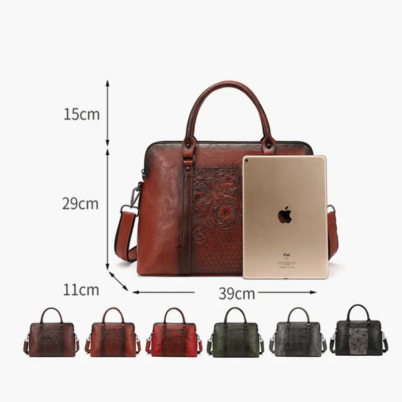 OYIXINGER High Quality Embossed Women's Briefcase For Woman Leather Briefcases Female Shoulder Bags 14.1 Inch Laptop Handbag New  Amaijoin