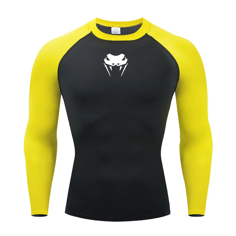 Men O-Neck Compression Shirt Gym MMA Long or Short Sleeve T-shirt Men's Fitness Bodybuilding Clothes Rashguard Sports Top Tees  Amaijoin