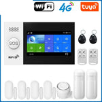 Carregue a imagem no visualizador da Galeria, 4G Alarm System For Home Security With PIR Door Sensor WiFi 4.3-inch Big Screen Tuya Smart Life App Control Support Google Alexa  Amaijoin
