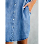 Load image into Gallery viewer, Summer New Single Breasted Denim Shirt Dress Women&#39;s Casual Loose Pocket Simple Retro Commuter Female Office Denim Short Skirt  Amaijoin
