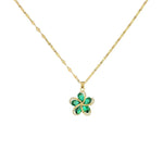 Load image into Gallery viewer, DIEYURO 316L Stainless Steel Green Zircon Flowers Pendant Necklace For Women New Luxury Girls Lucky Chain Birthday Jewelry Gifts  Amaijoin
