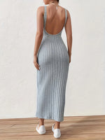 Load image into Gallery viewer, Solid Backless Tank Dress，Summer new sexy backless mid-length knitted sleeveless dress  Amaijoin
