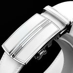 Load image into Gallery viewer, Elegant White Color Men Women Unisex Leather Belt Genuine Leather Automatic Buckle 3.5cm Width Men Waist Straps for Jeans  Amaijoin
