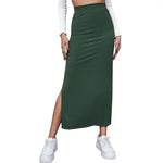 Load image into Gallery viewer, Women Long Skirts High Waist Bodycon Skirt Women Solid Split Pink Skirt Autumn Winter Streetwear Straight Black Midi Skirt  Amaijoin
