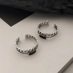 Load image into Gallery viewer, Retro Braided Chain Ring Men Jewelry Fashion Personality Open Ring S925 Double Layer Black Glue Twists Index Finger Accessories  Amaijoin
