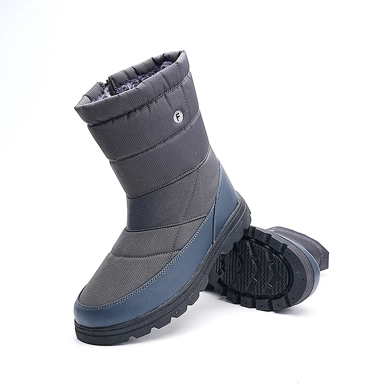 Winter Snow Boots Men Big Size Warm Plush Long Boots Waterproof Mid-calf Outdoor Botas Durable Sneakers Slip on Leisure Shoes  Amaijoin