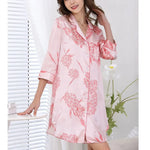 Carregue a imagem no visualizador da Galeria, BirdTree, 19MM 100%Real Silk Pajamas Dress, Women Floral Print, Sexy Retro Loose Sleepwear, 2024 Summer New Nightgown P43997QM  Amaijoin
