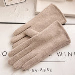 Load image into Gallery viewer, Women Autumn Winter Cashmere Wool Knit Plush Thick Warm Glove Outdoor Sports Embroidered Touch Screen Cycling Driving Mitten K42  Amaijoin
