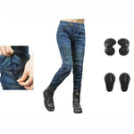 Load image into Gallery viewer, Motorcycle Pants Pantalon Moto Green Moto Jeans Woman Boyfriends Motorcycle Leisure Women&#39;s Jeans Blue Riding High Waist Jeans  Amaijoin
