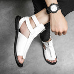 Load image into Gallery viewer, Luxury Brand White Roman Sandals Summer 2023 New Beach Shoes Men&#39;s New Casual Sandals Men&#39;s Outdoor Comfortable Zippered Sandals  Amaijoin
