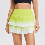 Load image into Gallery viewer, Women Gradient Double Layer Pleated Skirt Sports Golf Tennis Skirts Gym Fitness Running Yoga Soft Short Athletic Workout Skort  Amaijoin
