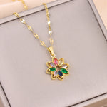 Load image into Gallery viewer, New In Fashion 7 Colors Zircon Crystal Flower Pendant Necklaces For Women Trendy Female Stainless Steel Chain Ladies Accessories  Amaijoin
