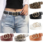 Load image into Gallery viewer, Double Ring Belts for Women Girls Fashion Leopard Waist Belt PU Metal Pin Buckle Belt Leisure Dress Jeans Wild Waistband  Amaijoin
