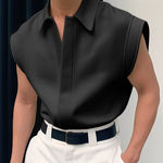 Load image into Gallery viewer, INCERUN Men Shirt Solid Color Lapel Sleeveless Korean Style Fashion Men Clothing Streetwear Summer 2024 Casual Male Shirts S-5XL  Amaijoin
