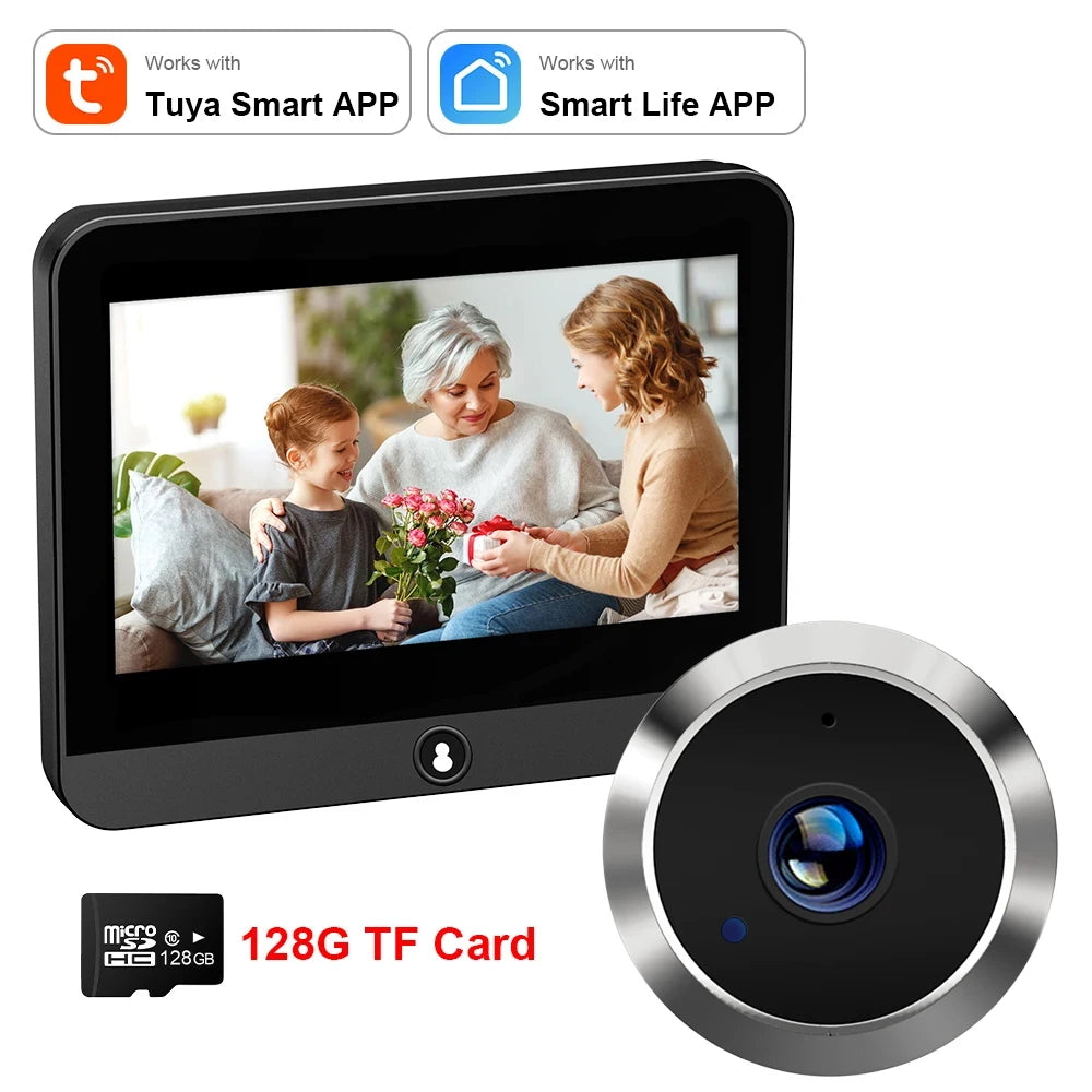 1080P Smart Tuya 2.4G WiFi Mini Security Camera Microwave Radar Human Detection Digital Door Viewer Wireless Doorbell for Home  Amaijoin