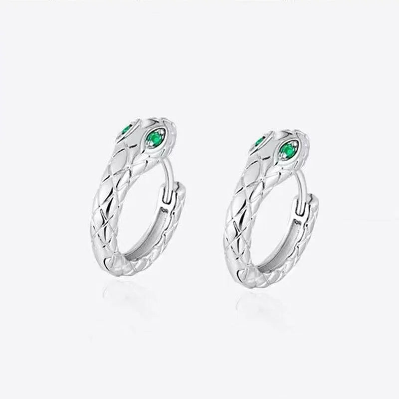 New Arrival Zircon Snake Earrings For Men Jewelry Personality Hoops 925 Sterling Silver Earrings Male Ear Accessories  Amaijoin