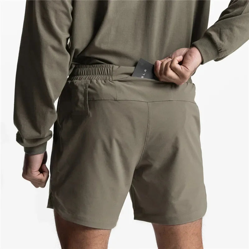 2023 Summer New Gym Jogging Exercise Shorts Men's Sports Fitness Quick-drying Multiple pockets Running Shorts Men Casual Shorts  Amaijoin