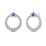 Load image into Gallery viewer, New Fashion 925 Sterling Silver Double Circle Earrings For Women Shining Zircon Piercing Ear Studs Fine Engagement Jewelry  Amaijoin
