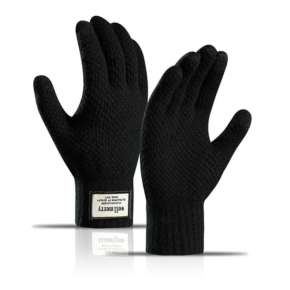 Winter Men Knitted Gloves Touch Screen Cycling Mittens Thicken Warm Wool Cashmere Solid Business Gloves Autumn Winter  Amaijoin