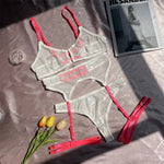 Load image into Gallery viewer, Sexy Erotic Lingerie Women Bra And Panty Garters 3pcs See-Through Wire Free Solid Underwear Half Cup Push Up Breves Sets  Amaijoin
