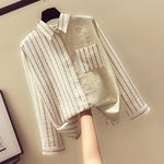 Load image into Gallery viewer, 2024 Korean Loose Casual Women&#39;s Shirt Summer Thin Trendy Striped Patchwork Pocket Office Lady Shirt Sweet Women&#39;s Top Blouses  Amaijoin
