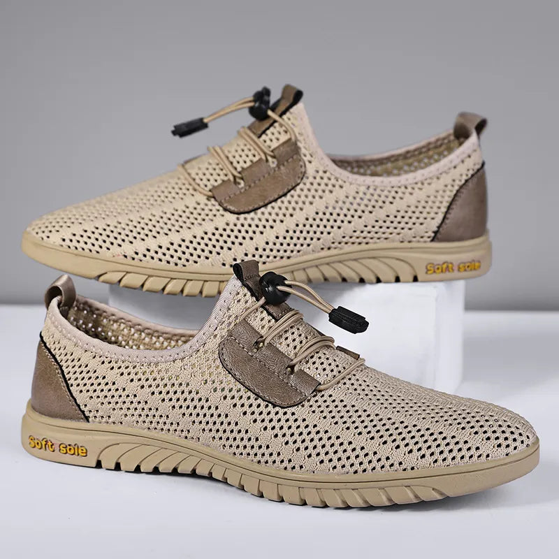 Summer Breathable Casual Men Shoes Business Mesh Dress Shoes Men Sneakers Soft Flats Hot Sale Summer Casual Shoes Moccasins  Amaijoin