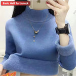 Load image into Gallery viewer, Turtleneck Winter Sweater Women Elegant Thicken Velvet Lined Warm Sueter Knitted Pullover Slim Tops Jersey Knitwear Jumper New  Amaijoin
