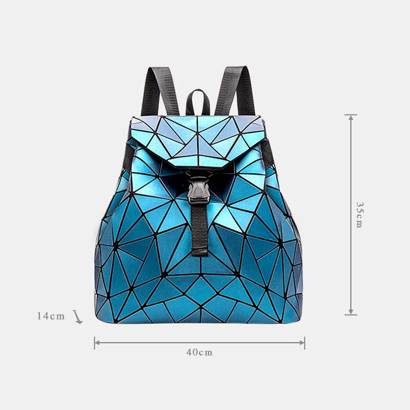 Women Geometric Backpack Bags Matte Female Drawstring Backpacks For Teenage Girls Bagpack Bag Ladies Holographic Daily Backpack  Amaijoin