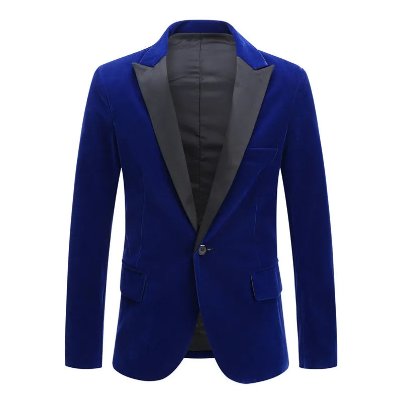 Men's Fashion Trend Velvet Groom Tuxedo Slim Fit Wedding Party Dress Business Casual Suit Jacket Banquet Single Blazers Coat  Amaijoin